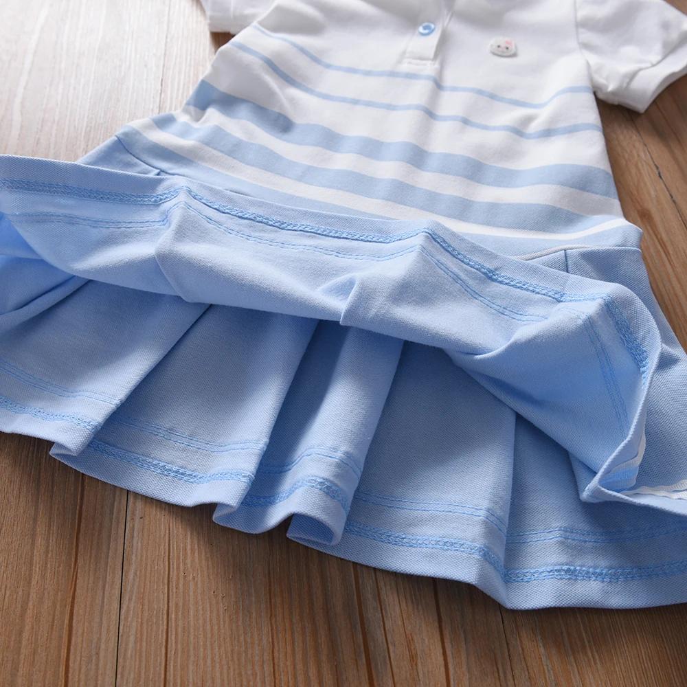 Robe Polo à rayures pour filles, vêtements élégants à manches bouffantes, robes d'été pour bébés fil