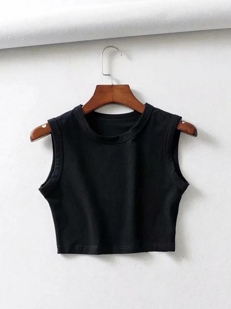 Top court sans manches pour femmes, vintage, blanc, motard, noir, punk, sexy, débardeur, coréen, str