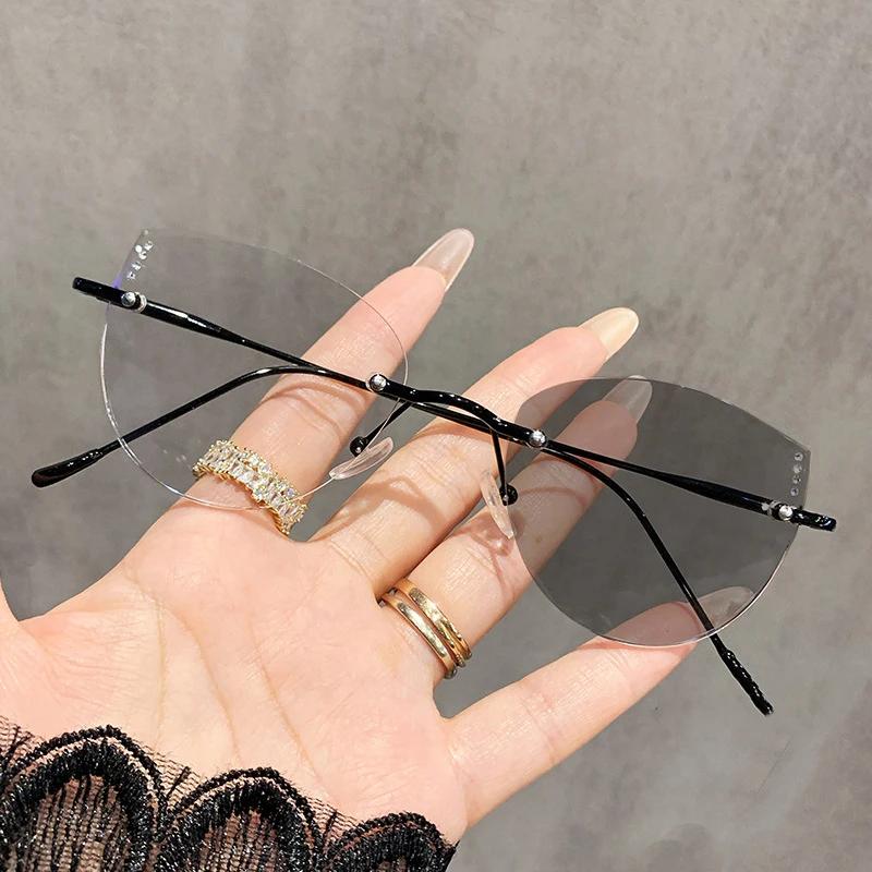 Lunettes ultralégères sans cadre pour femmes, monture de couleur changeante, pour myopie, mode chat,