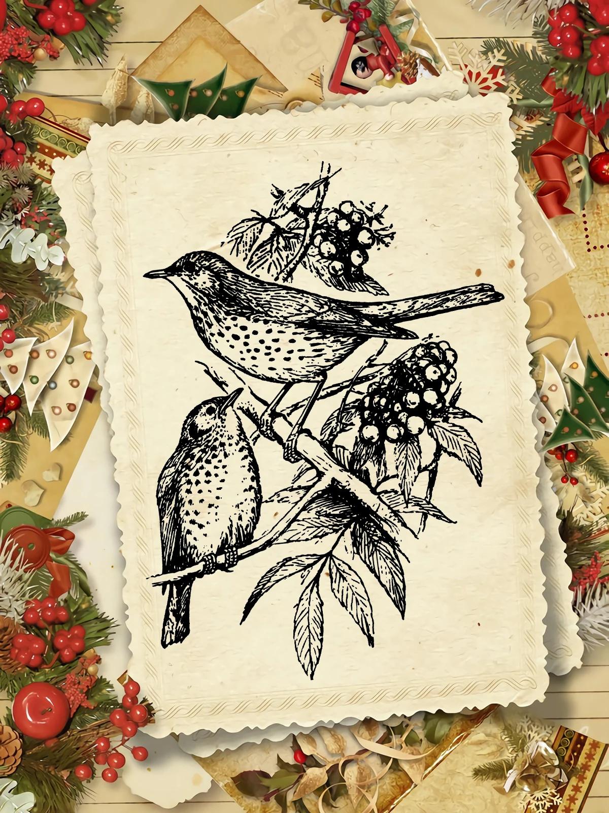 AZXenon-Tampons Transparents Oiseaux Vintage pour Bricolage, Scrapbooking, Carte en Papier, Album Ex