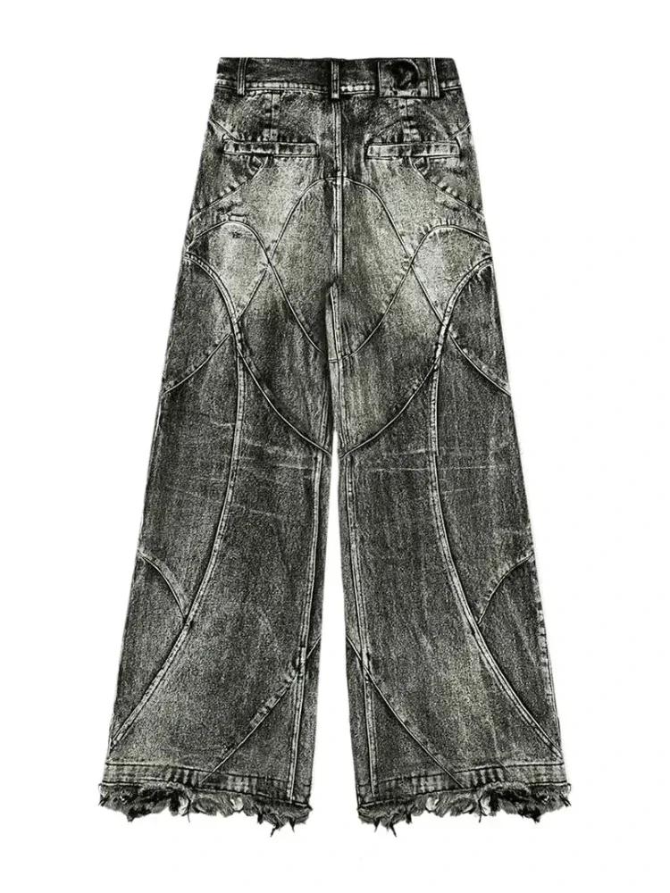 Jeans vintage Y2K streetwear punk hip hop pour femmes, pantalon grunge baggy déchiré, denim délavé, 