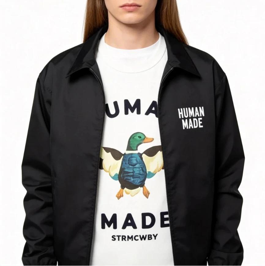 HUMAN MADE Flyduck T-shirt en coton imprimé résistant pour hommes et femmes, style japonais, col ron