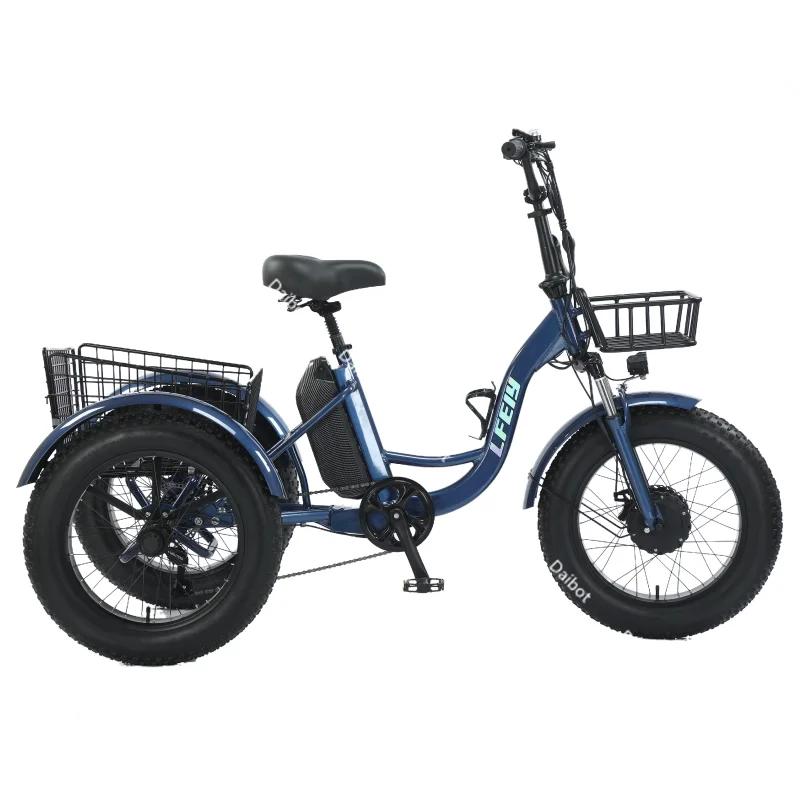 ElmainCargo-Tricycle électrique tout-terrain à 3 roues pour adultes, 500W, 48V, vélo électrique à 3