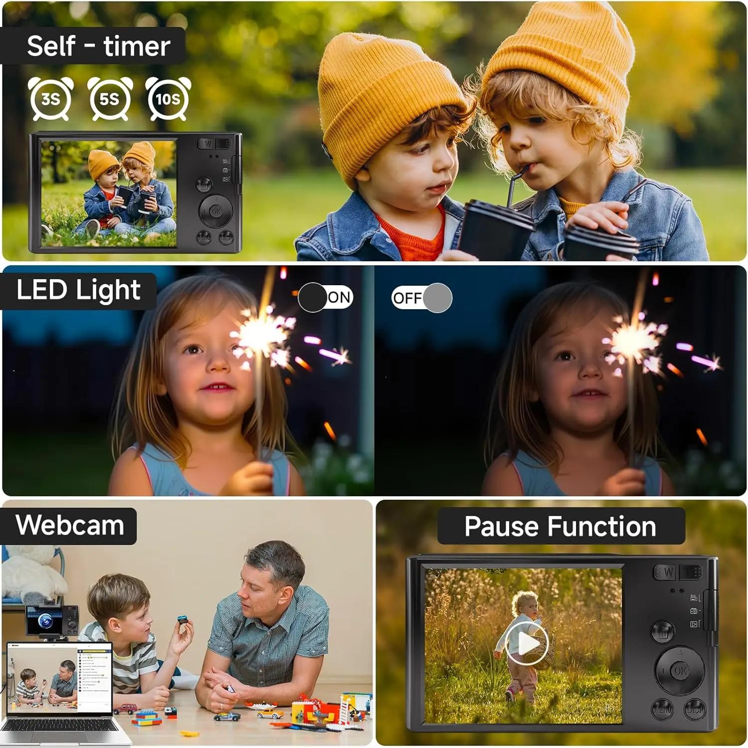 Appareil photo numérique 4K pour la photographie, n'aime numérique 16X, appareil photo compact pour