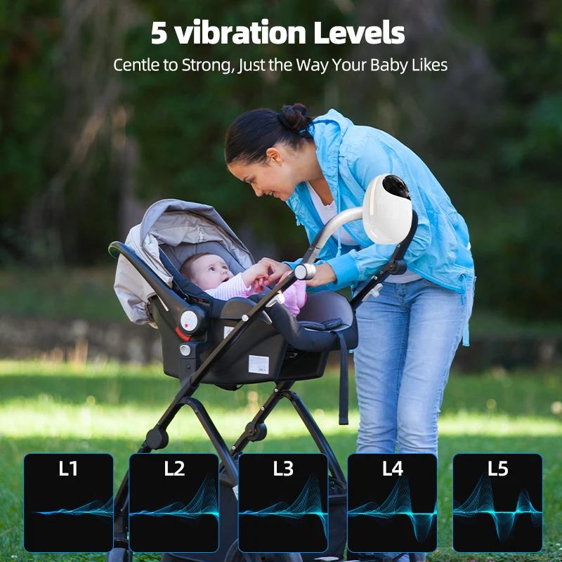 Berceau pour bébé rechargeable avec batterie 1800 mAh, sons apaisants, lumière LED respirante et 3 m