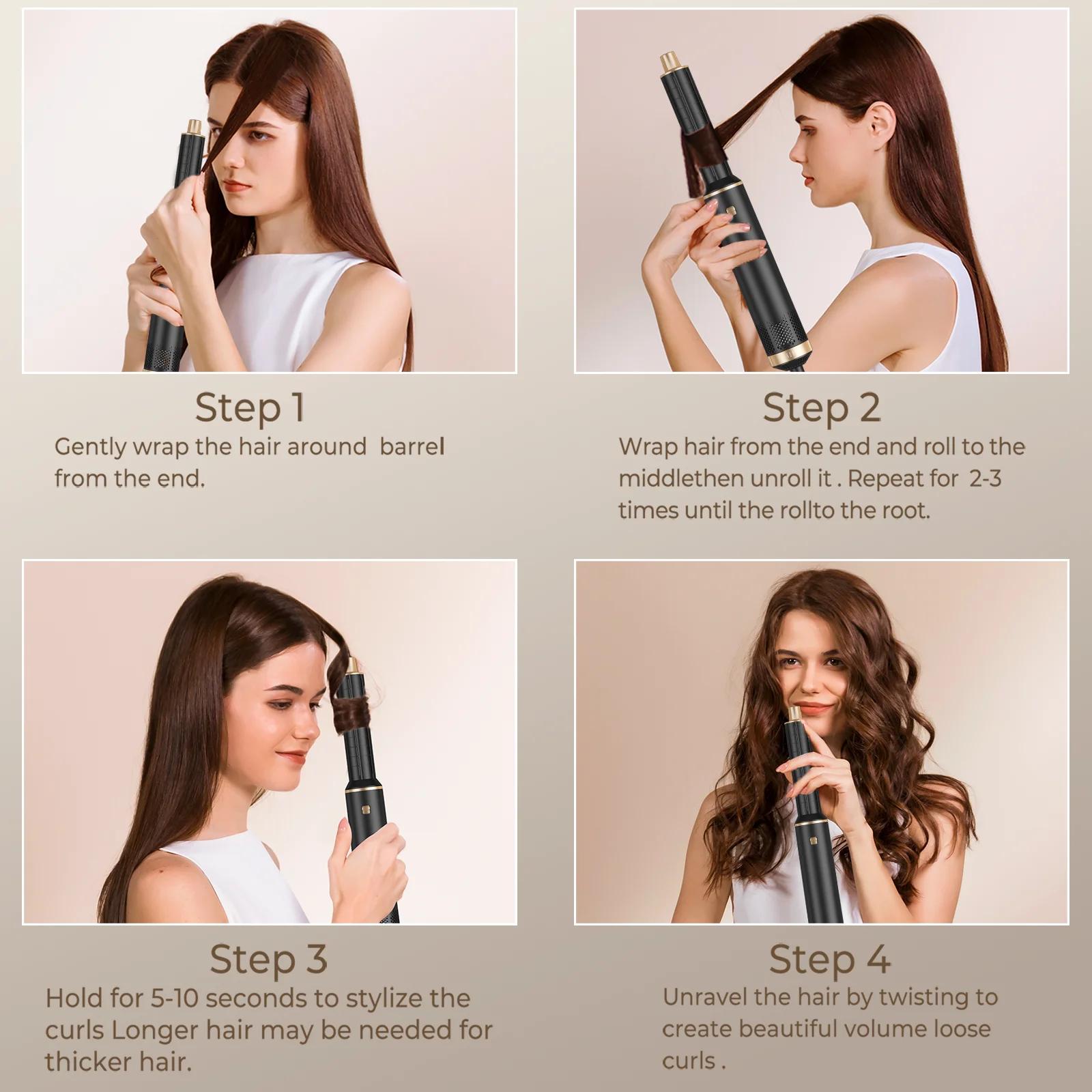 Sèche-cheveux 5 en 1, peigne électrique, lisseur à ions négatifs, fer à friser, brosse chauffante mu