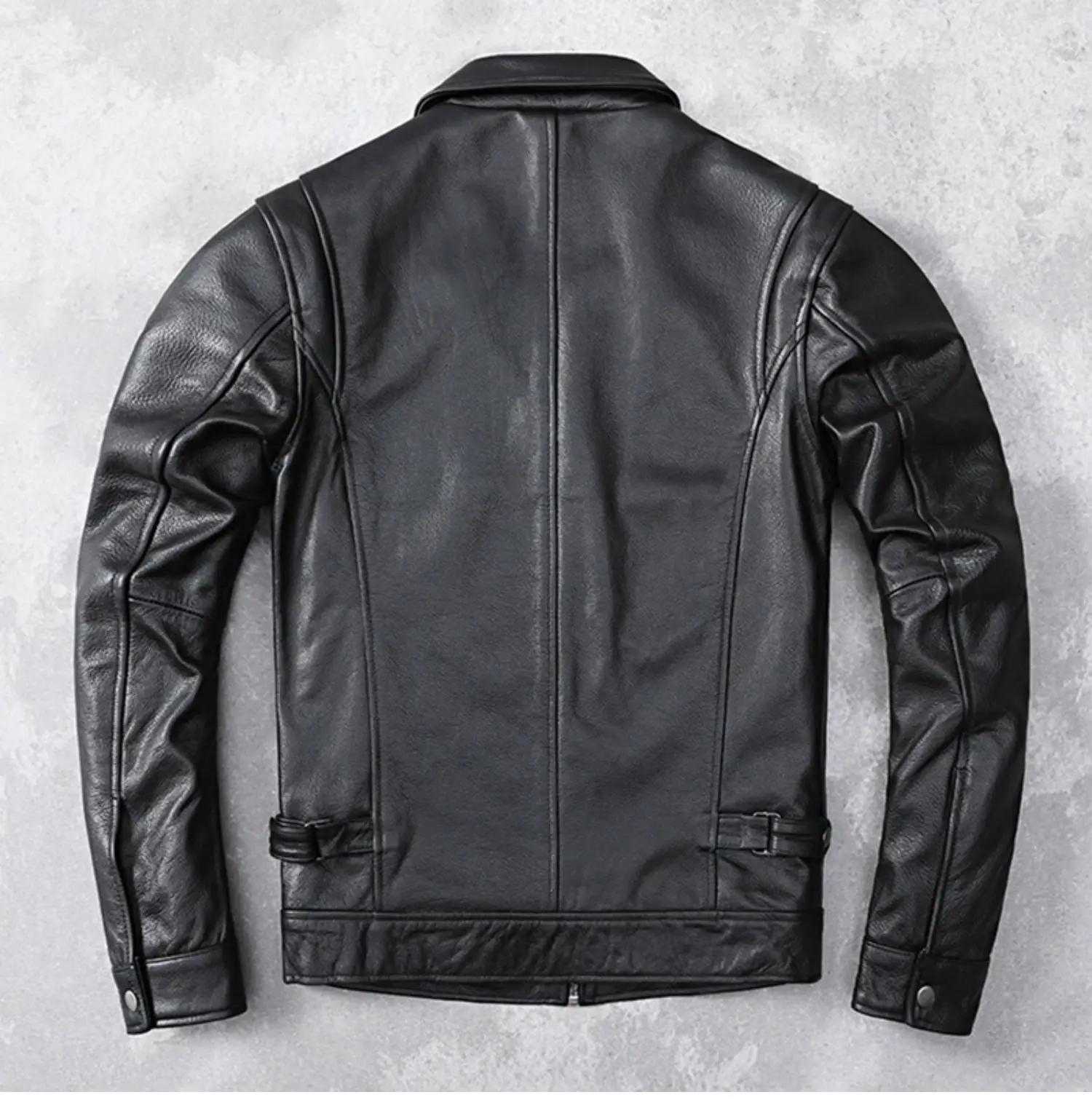 Veste en cuir véritable pour hommes, première couche de peau de vache, cuir pur de Style revers, lég