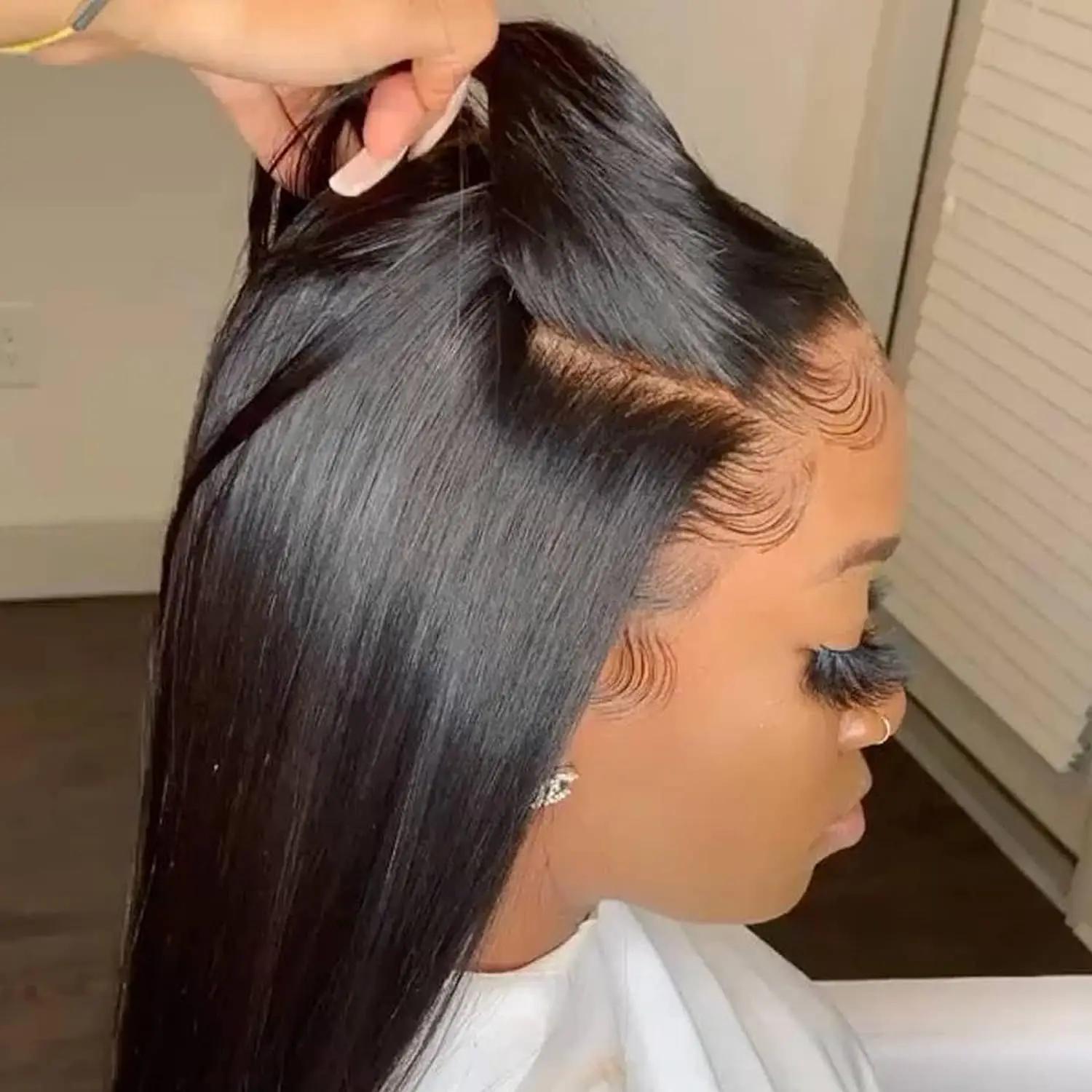 Perruque Lace Front Wig 360 naturelle lisse, cheveux humains, 13x4 13x6 30 32 34 pouces 4x4, HD