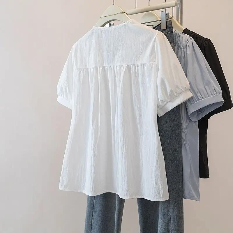 200 livres grande taille taille élastique bureau dame tendance chemise et chemisier à manches courte