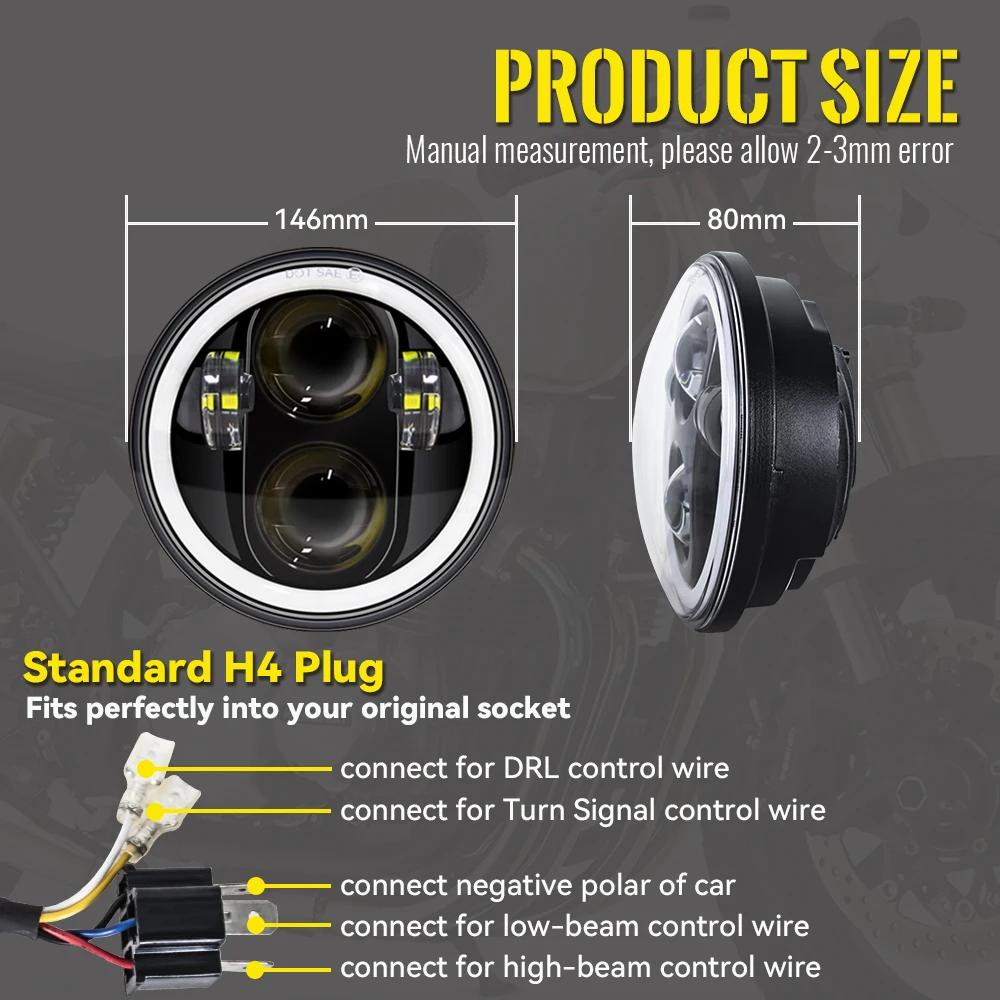 Phare universel pour moto Harley Indian Scout et Honda, lampe de sauna, phare, voiture, LED, H4, 5 p