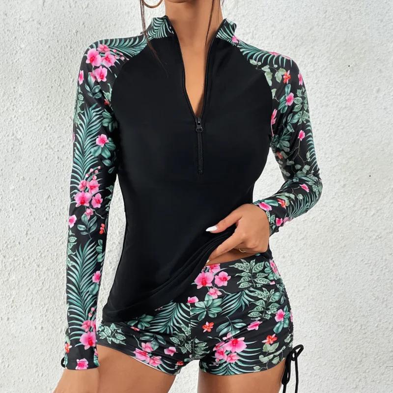 Maillot de bain femme à manches longues maillots de bain sport surf Tankini ensemble maillots de bai