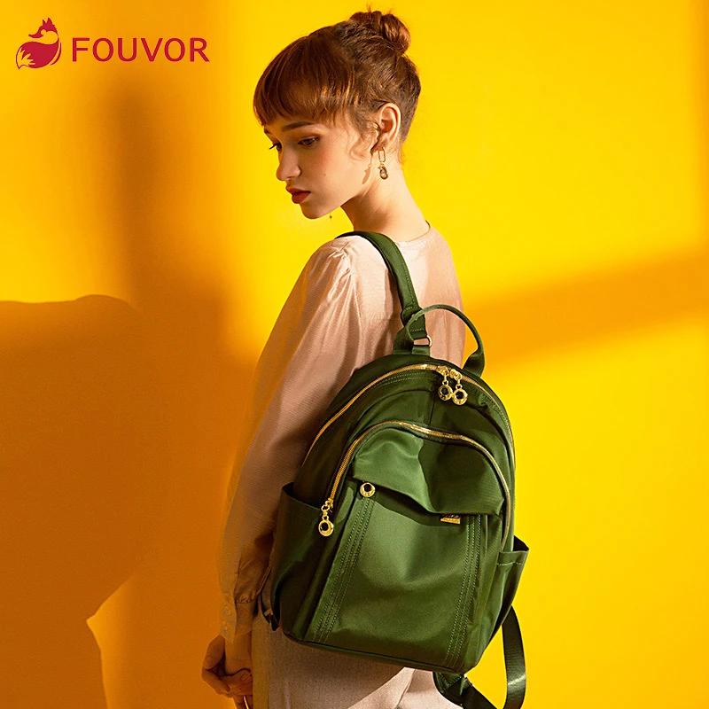 Fouvor femmes sac à dos en Nylon imperméable élégant grand sac à dos jeunesse décontracté léger voya