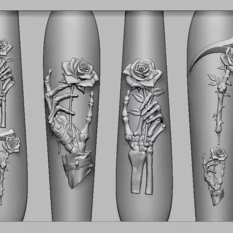 Moules en Silicone pour Nail Art, crâne de fleur de Rose, bricolage, squelette, conception à la main