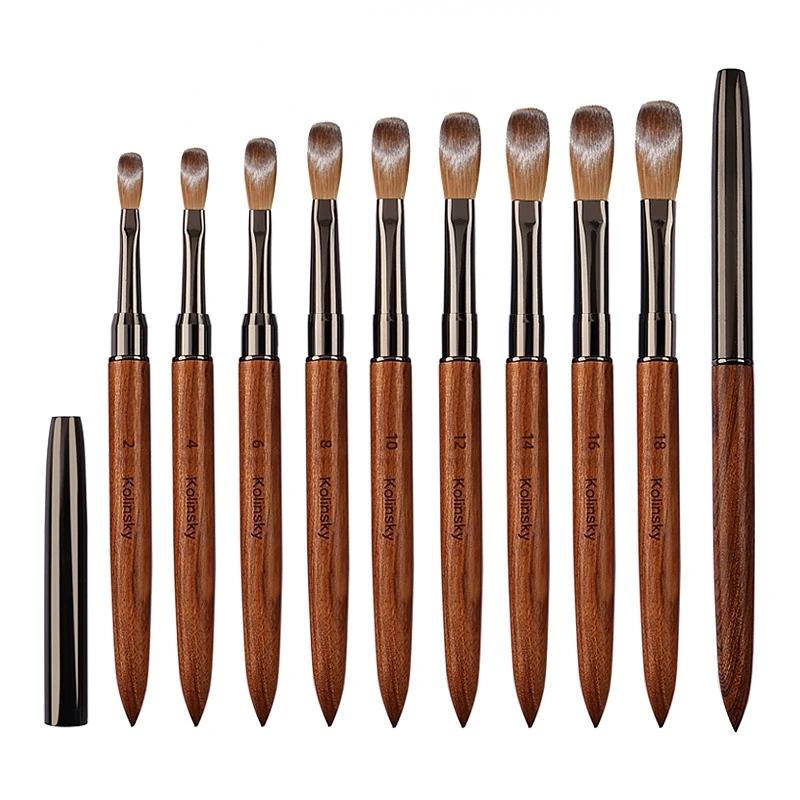 Brosse à ongles en acrylique 100% pur Kolinsky, manche en bois de santal, pour Application acrylique