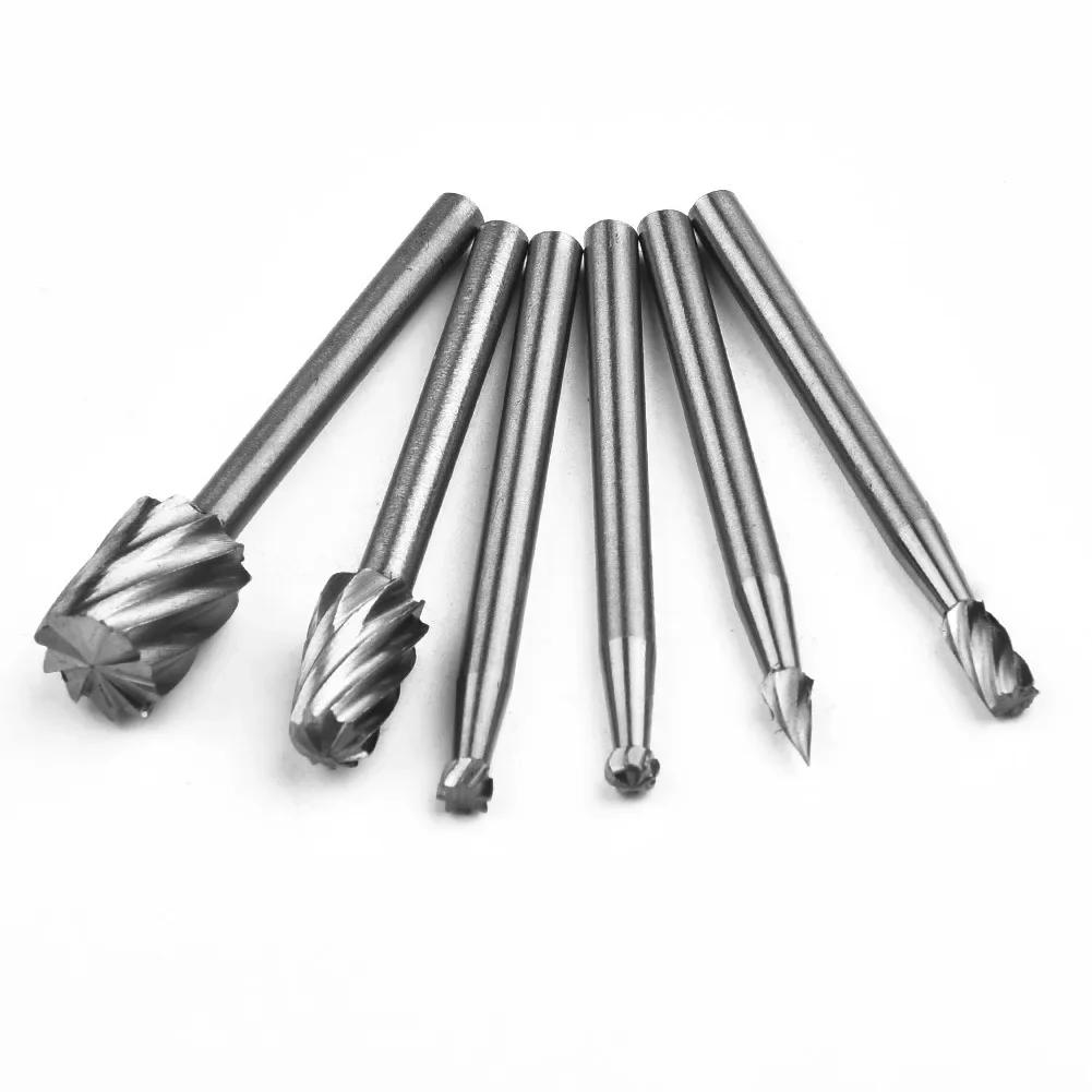 6 pièces Dremel outil rotatif Mini foret ensembles HSS routeur meulage fraises pour bois métal sculp