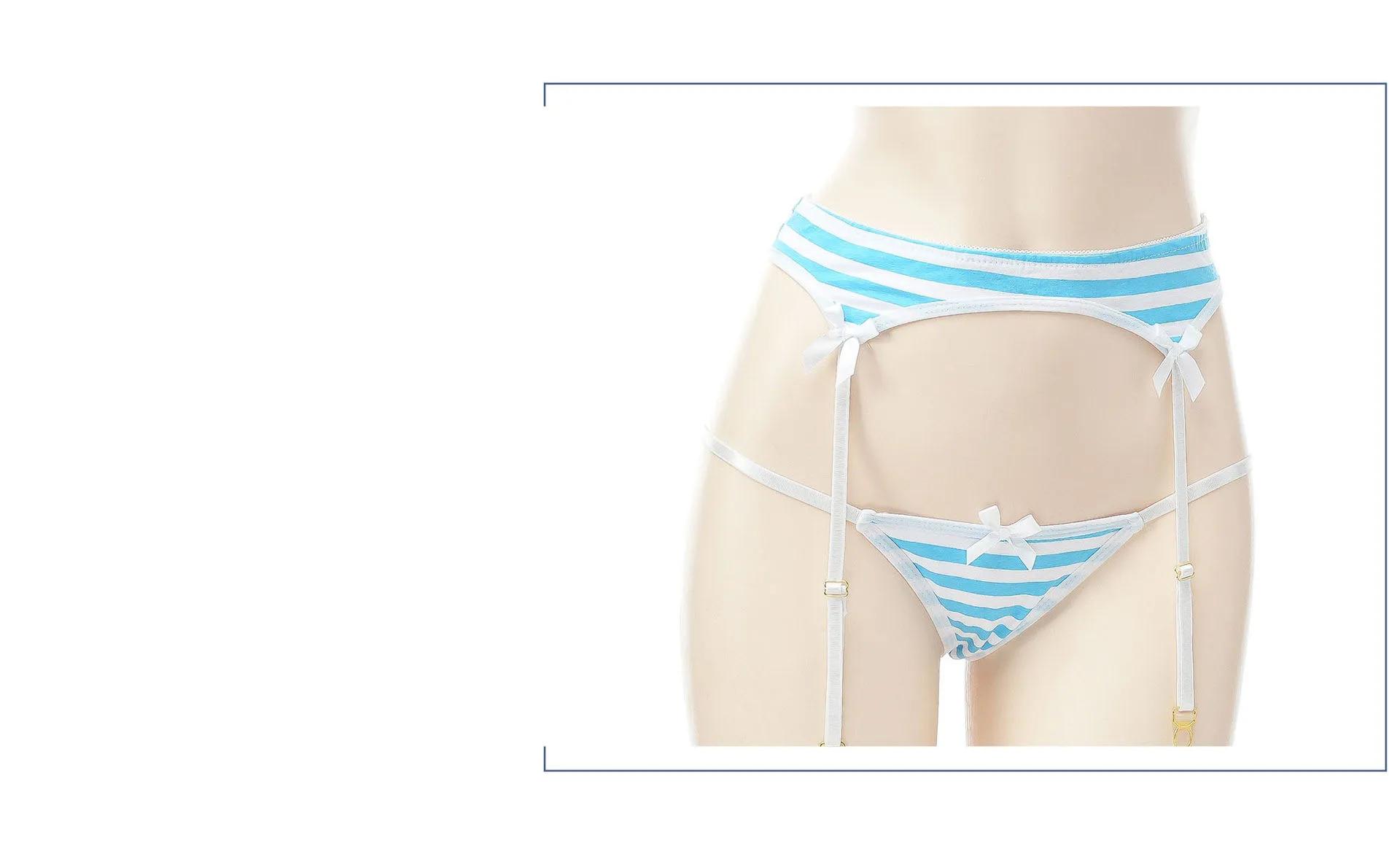 Soutien-gorge sexy Lolita pour femmes sous-vêtements Kawaii carnaval bleu rose blanc rayé mini bikin