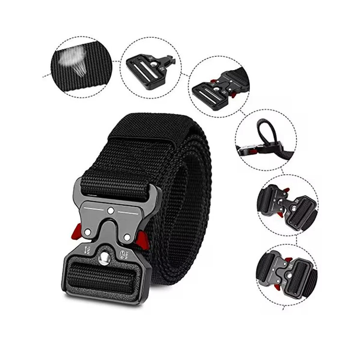 Ceinture tactique 1 pièce pour hommes ; ceinture à boucle à dégagement rapide pour sports de plein a