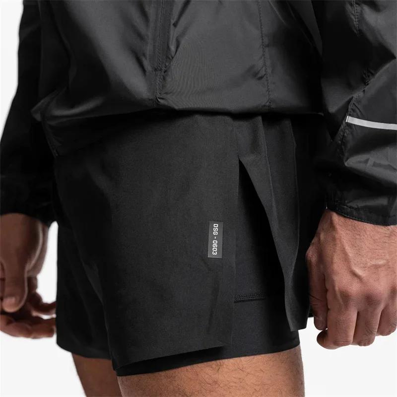 NOUVEAUX Shorts de sport Hommes 2 en 1 Shorts à double pont Pantalons de survêtement d'été en plein 