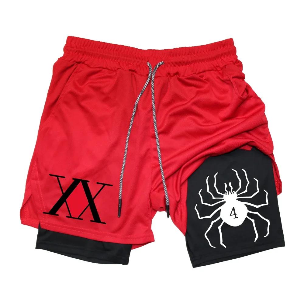 Short de sport Hunter x Hunter pour homme, pantalon de jogging bicouche, respirant, à séchage rapide