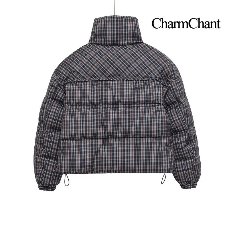 CharmChant col montant Plaid doudoune pour femmes hiver 2025 rembourrage manteau femme nouveau en ma