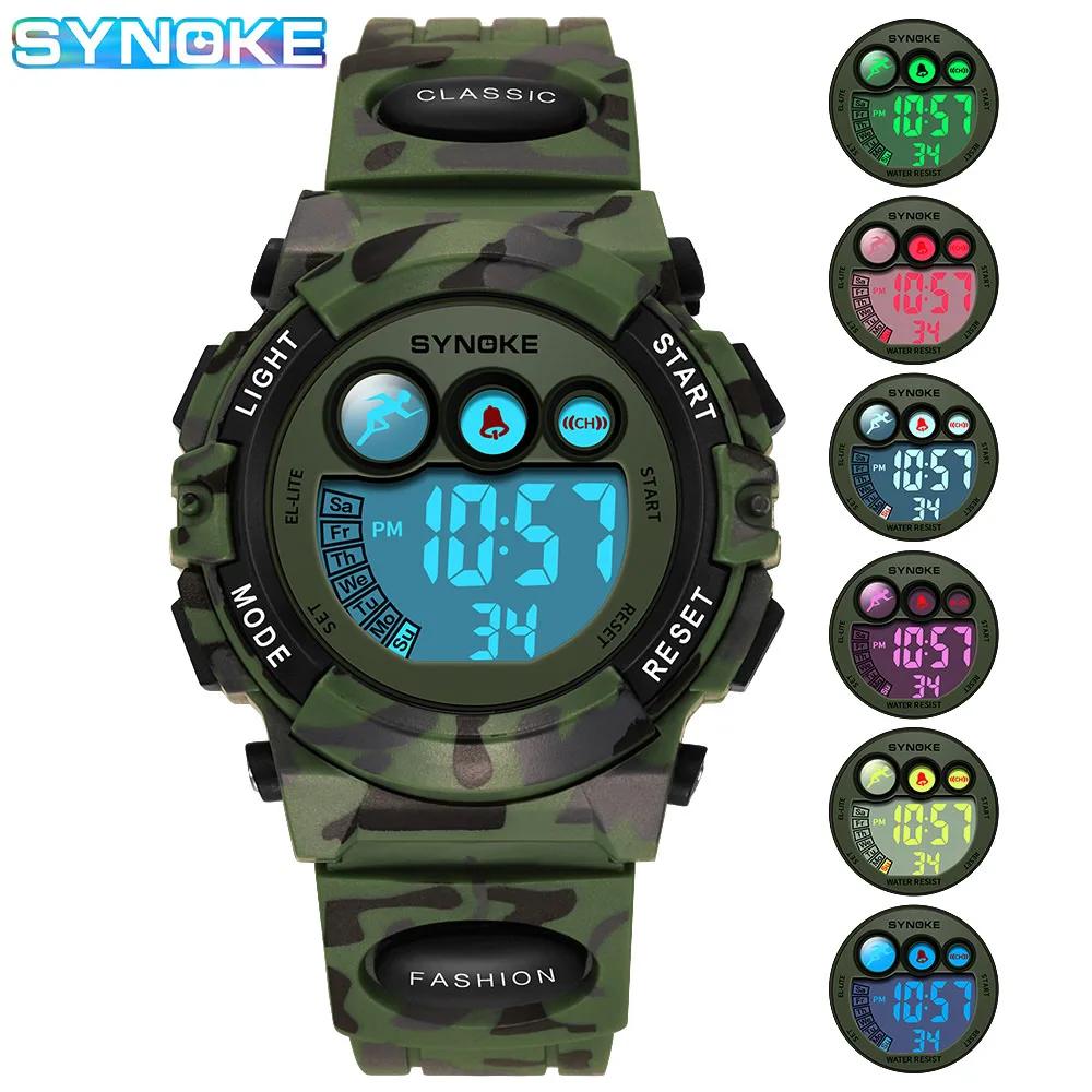 SYNOKE étudiant Sport montres pour enfants montres électroniques colorées 50M étanche horloge enfant