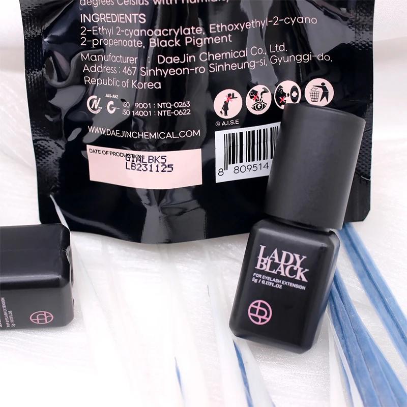 Colle à cils noirs pour femmes, 5 bouteilles, séchage coréen, plus rapide, Extensions de faux-cils, 