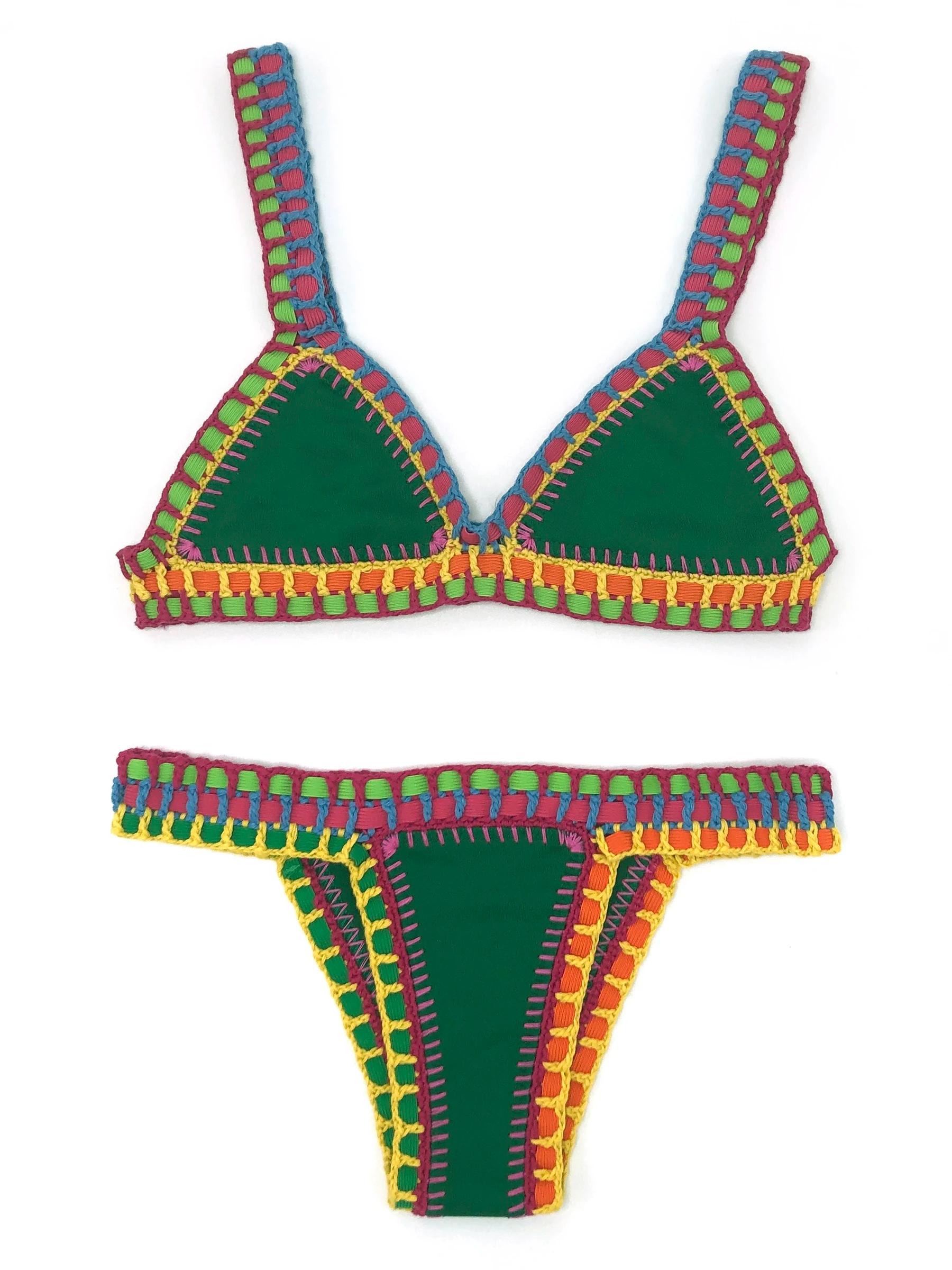 Vert Crochet Bikini ensemble femmes Maillot De Bain maillots De Bain maillots De Bain Feminino Bikin