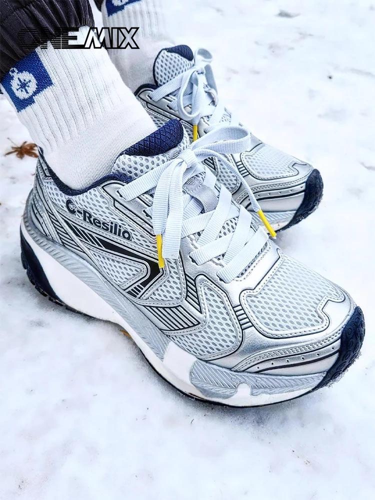 ONEMIX chaussures de Sport rétro bout rond à lacets fonction extérieure chaussures de course basses 