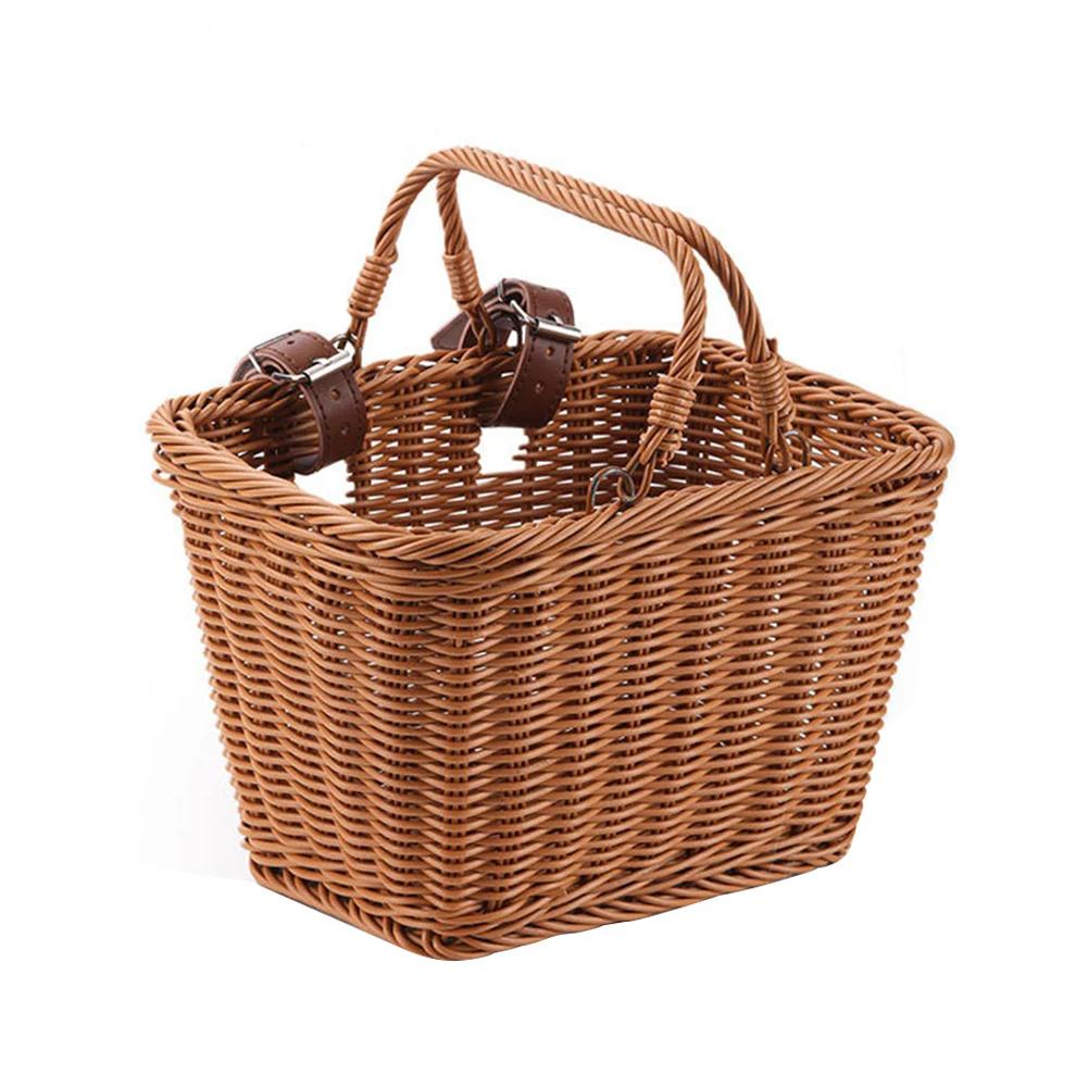 Panier avant de vélo avec poignées, panier de vélo carré mignon, panier de guidon imperméable pour v