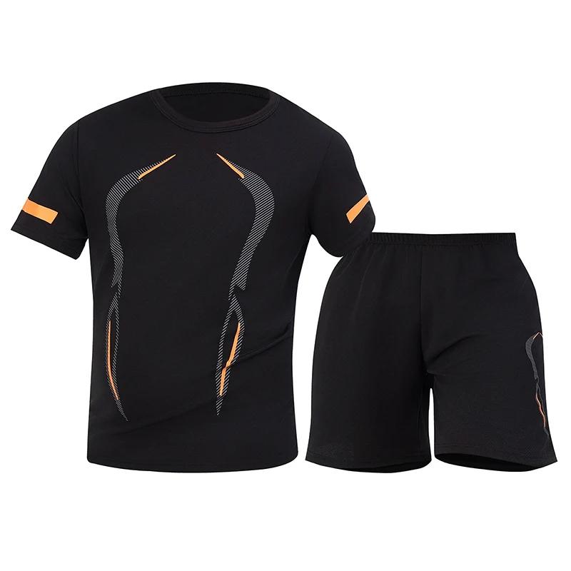 Combinaison de sport en maille respirante à séchage rapide pour hommes, 2 pièces, ample, grande tail