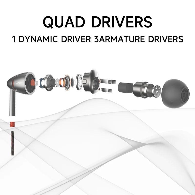 1MORE Quad Driver intra-auriculaires E1010 casque filaire hifi vente en gros écouteurs filaire aide 