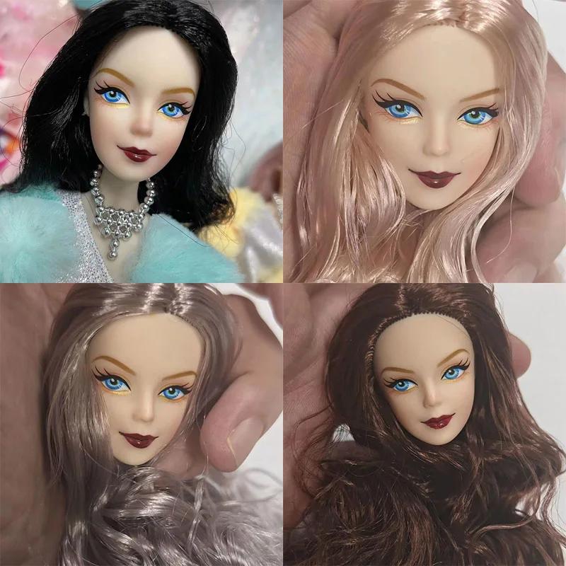 Tête de poupée dame 30cm avec gros cheveux bouclés ondulés, accessoires de déguisement, jouets de br
