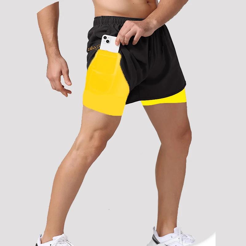 Nouveaux hommes Shorts de course Shorts de sport 2 en 1 séchage rapide entraînement gymnase Fitness 