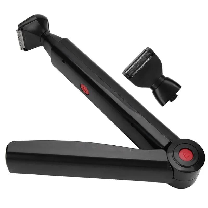 Rasoir électrique 2 en 1 pour le visage, Rechargeable, poignée pliable, épilation du dos, toilettage