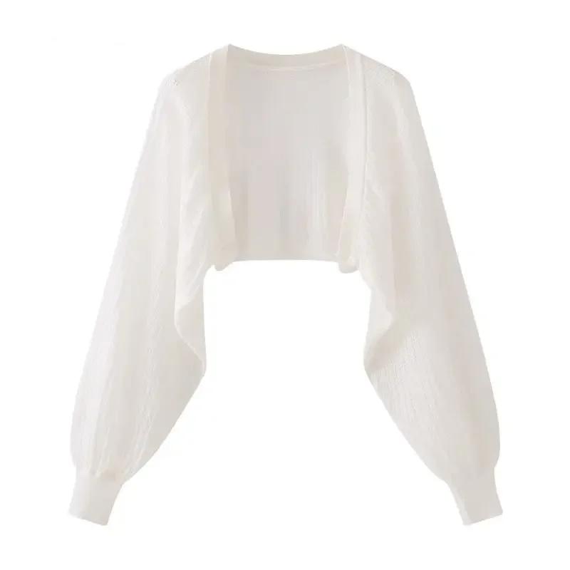 Cardigan tricoté en soie glacée française, résistant au soleil, veste fine d'été pour femmes, gilet,
