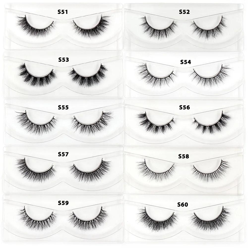 30/60/100 paires de cils de vison sans boîte cils de vison 3D courts faux cils de vison naturel en v