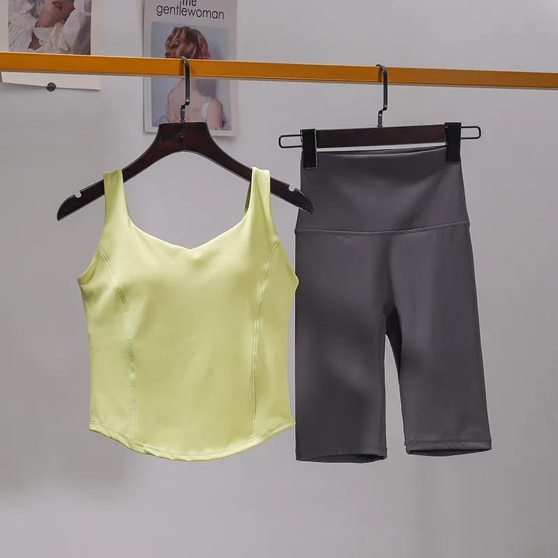 Ensemble sport femme 2 pièces yoga sexy soutien-gorge taille haute shorts fitness course