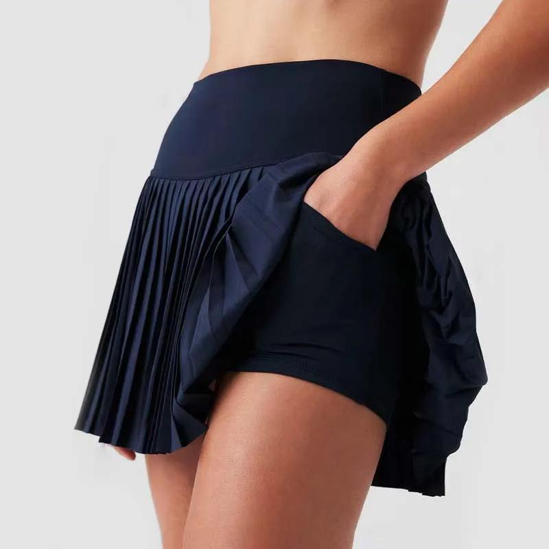 Jupe plissée de Tennis taille haute pour femmes, avec doublure intérieure, taille haute, Double couc