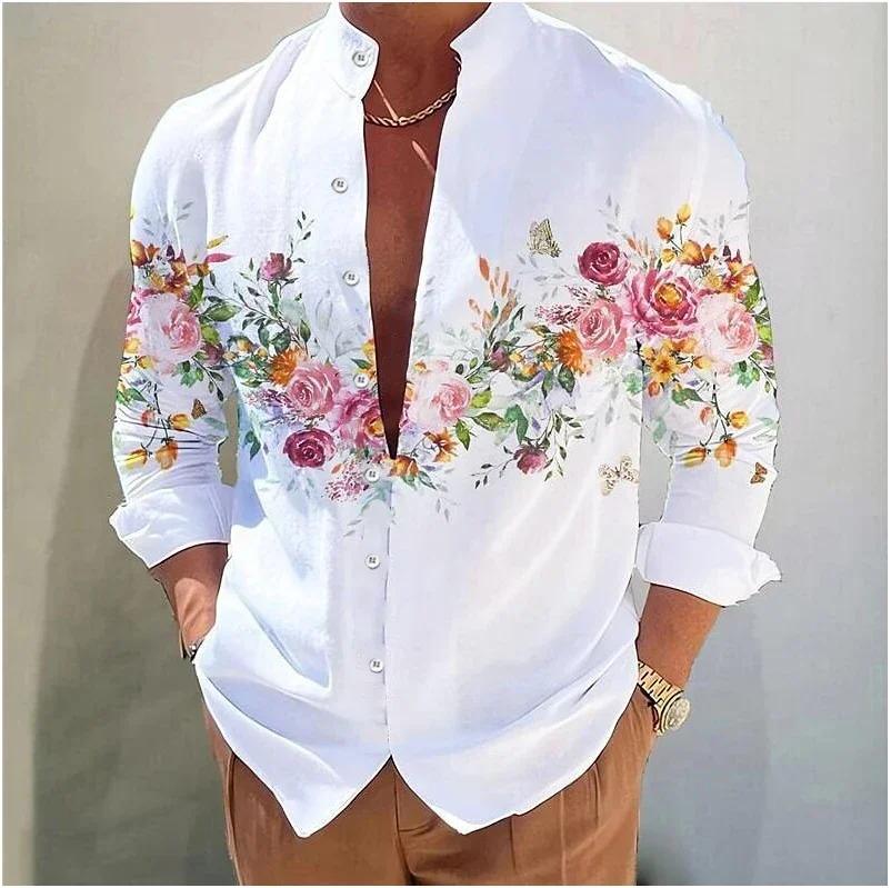 Chemise imprimée à manches longues pour hommes, haut décontracté et confortable, vêtements de rue en