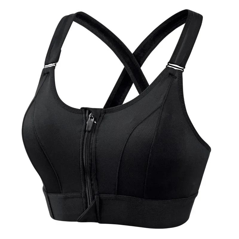 Femmes sport soutiens-gorge collants haut court Yoga gilet avant fermeture éclair grande taille sang