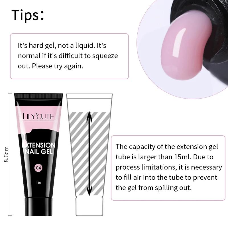 LILYCUTE 15ML Extension rapide Gel vernis à ongles nu lait blanc couleur doigt prolonger acrylique c