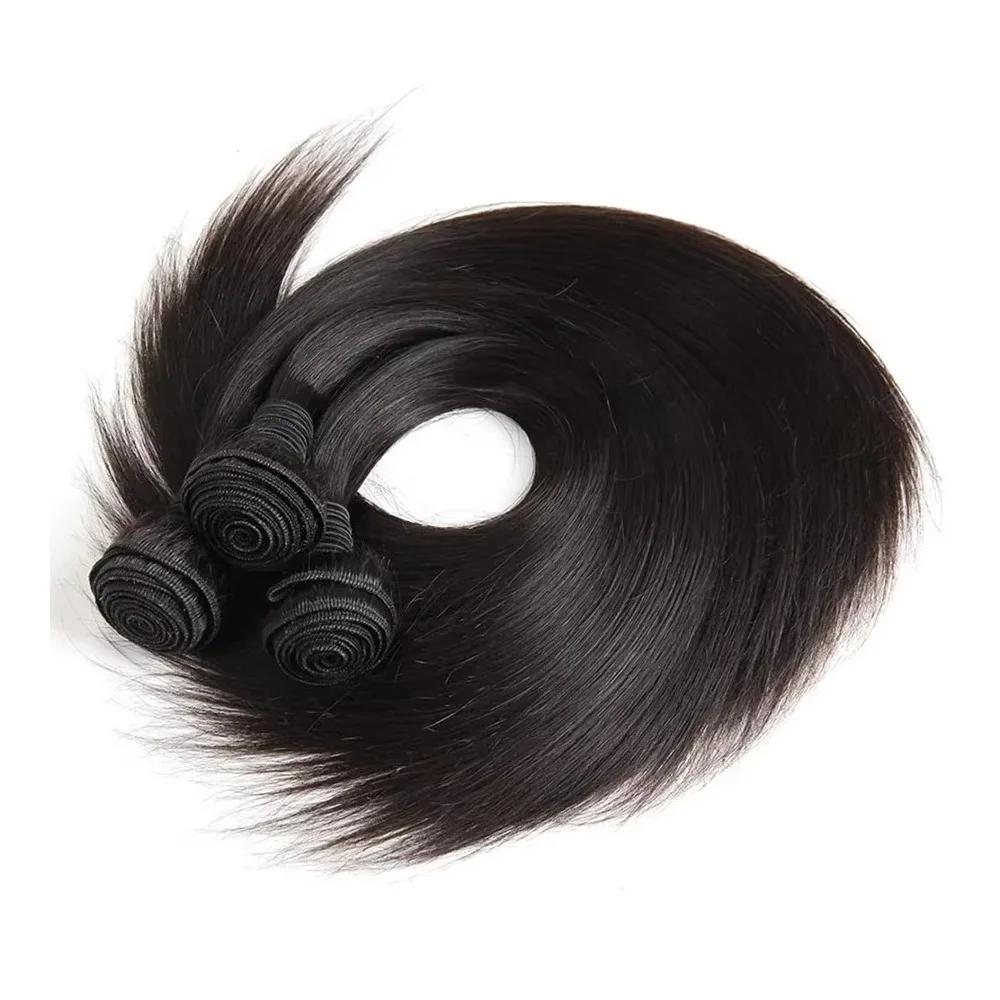 Lot de 3 ou 4 mèches de cheveux humains vierges brésiliens lisses comme des baguettes, 30 à 40 pouce