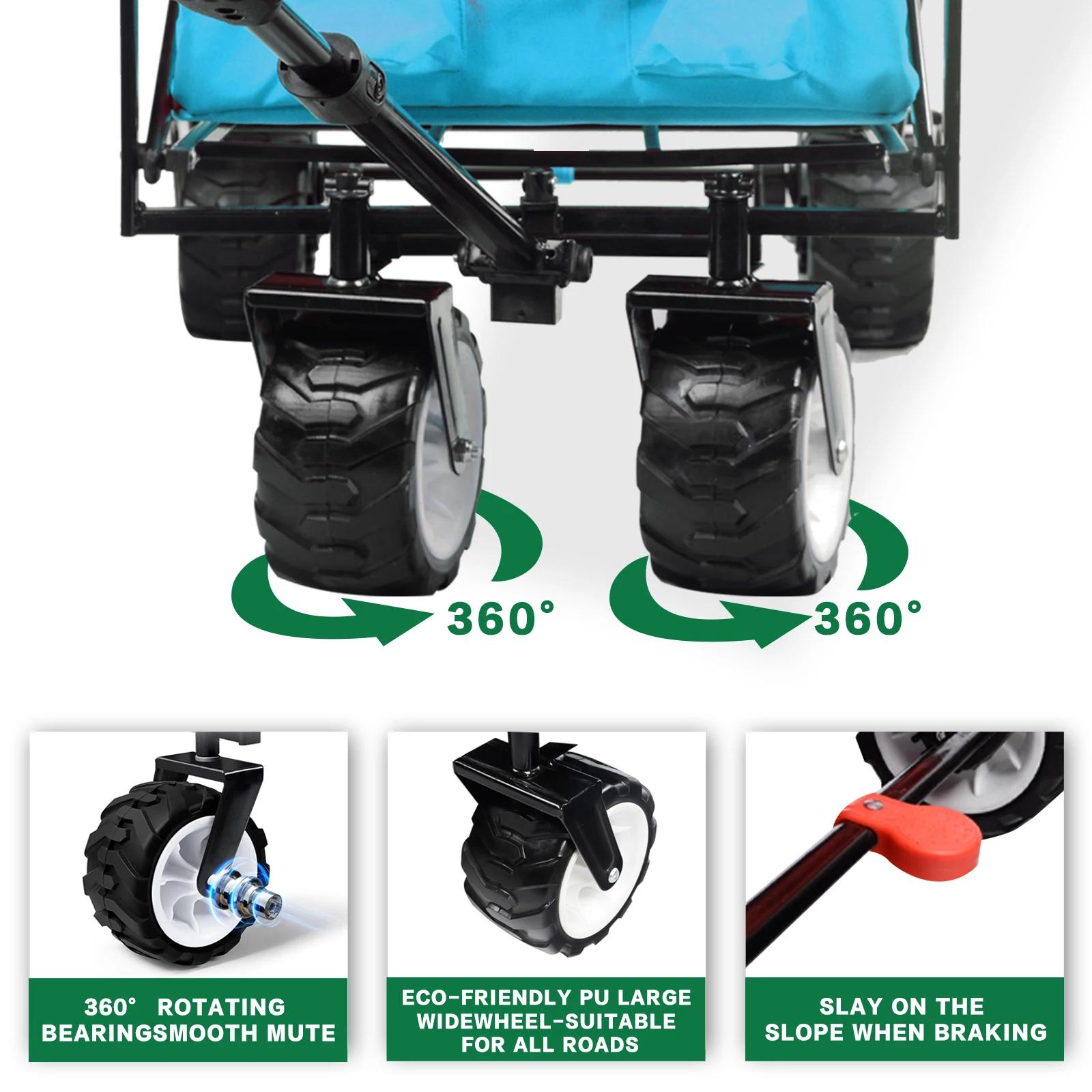 Chariot d'épicerie pliable avec roulettes, chariot de plage pliable, porte-gobelets