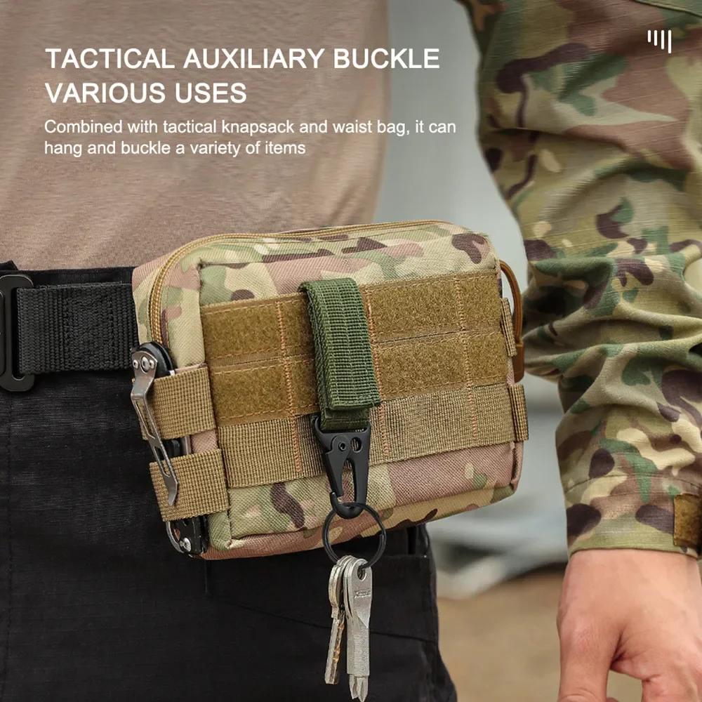 Mousqueton tactique d'extérieur, 3 pièces, porte-clés EDC, sangle en Nylon, porte-clés, sac à dos de