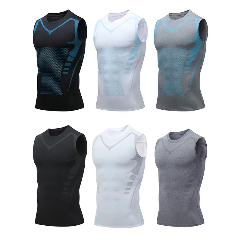 Débardeur de Compression pour hommes, chemise de gymnastique sans manches, impression à séchage rapi