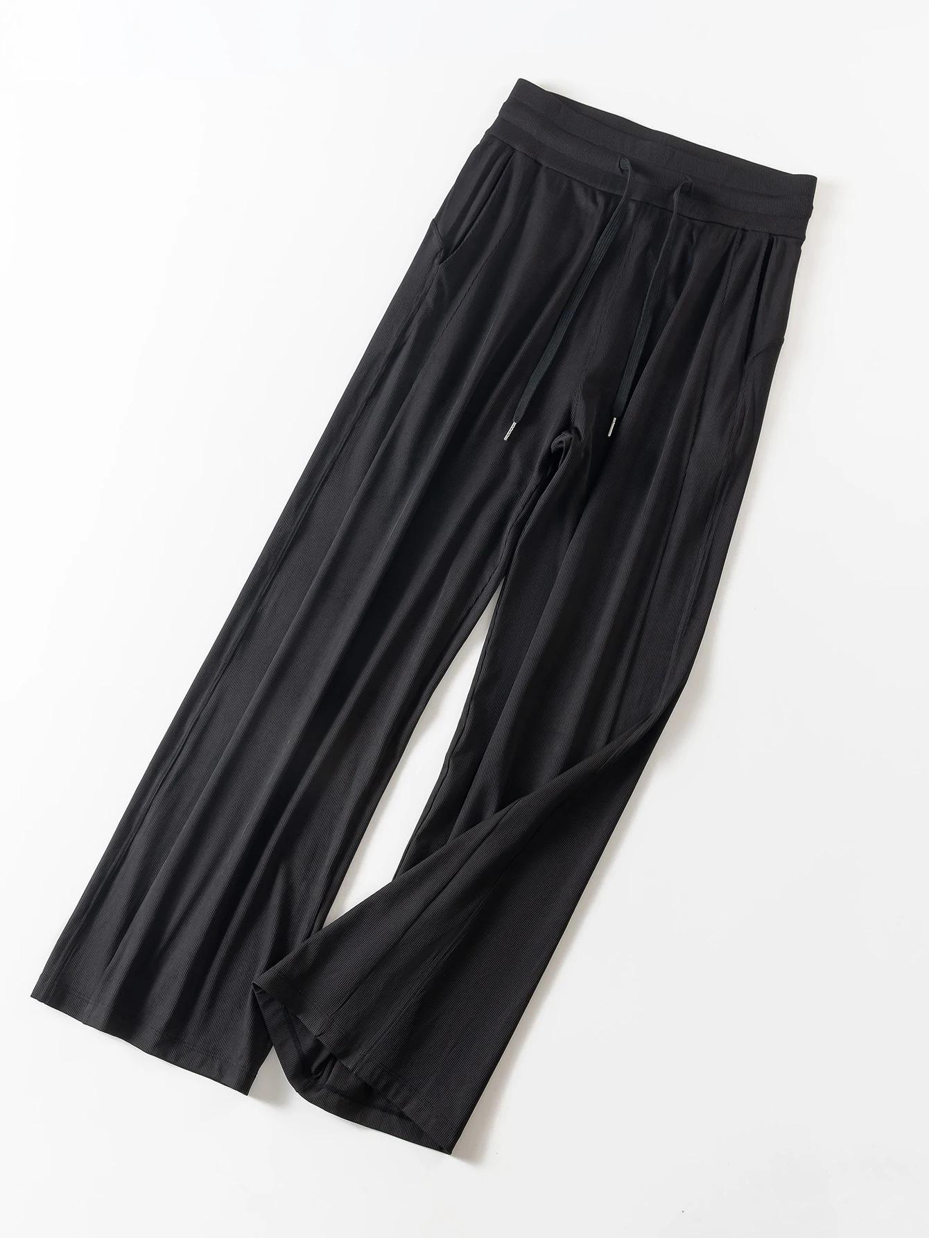 Pantalon décontracté en soie glacée avec cordon - Jambes larges pour maison et yoga été
