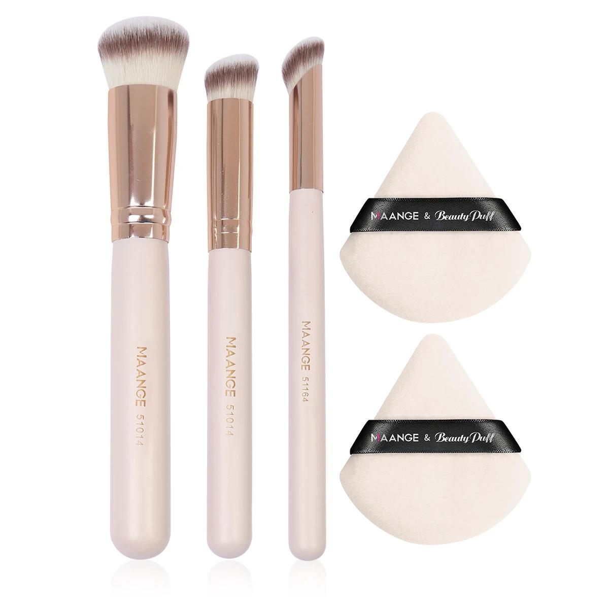 Maange-Ensemble de pinceaux de maquillage triangulaires, houppette à poudre, correcteur, fard à barr