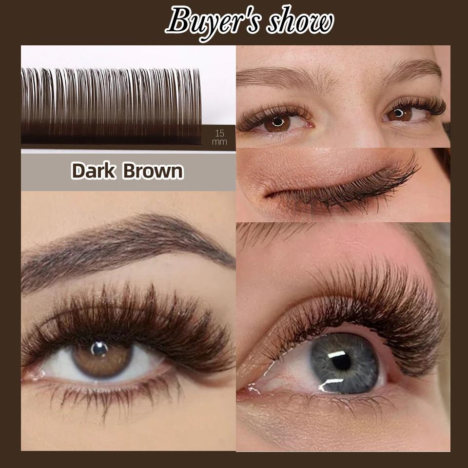 AGUUD 32 rangées deux couleurs mélangées marron cils Premium couleur Caramel vison individuel cachem