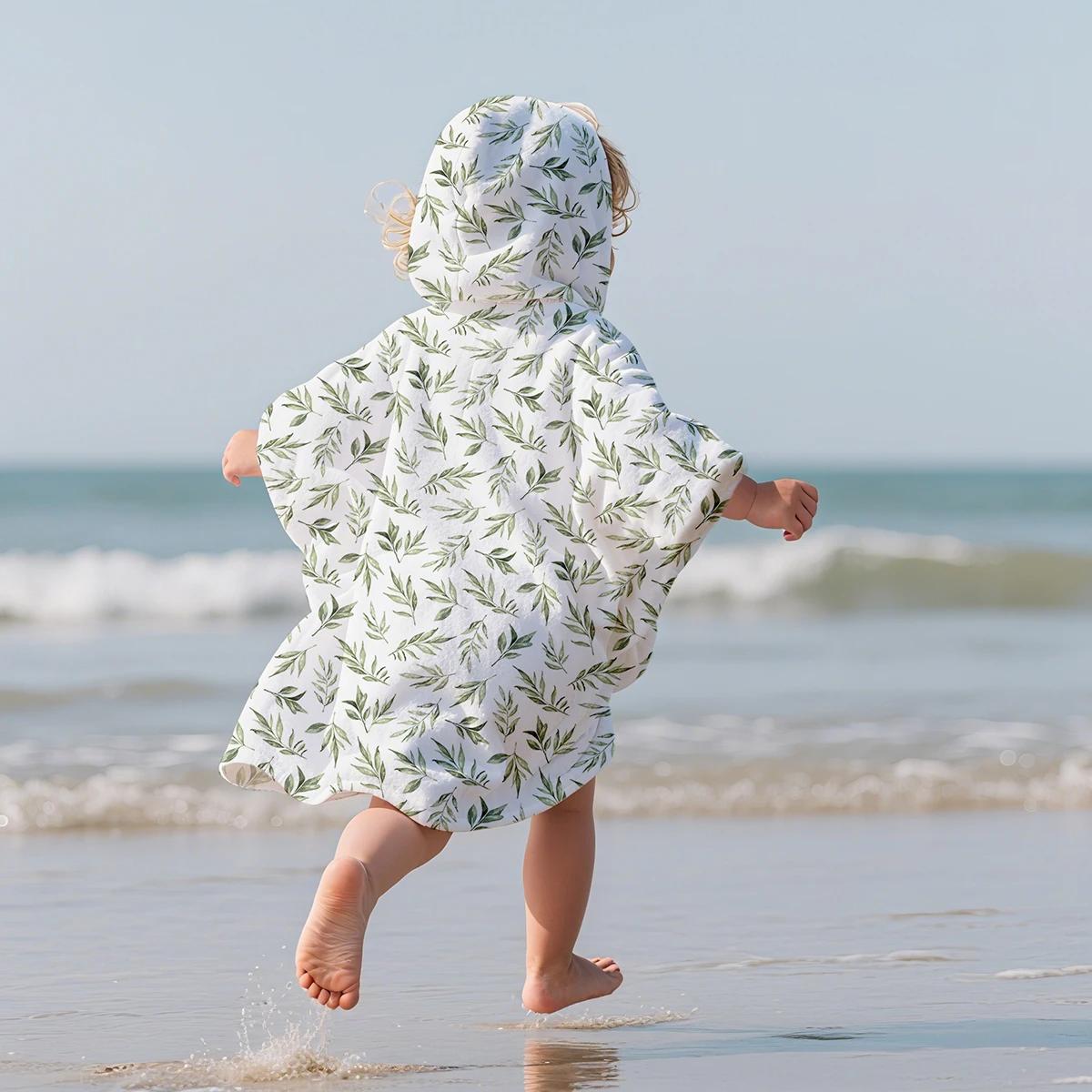 Elinfant 1Pc serviette de plage pour enfants piscine bain peignoir enfants serviettes de bain à capu
