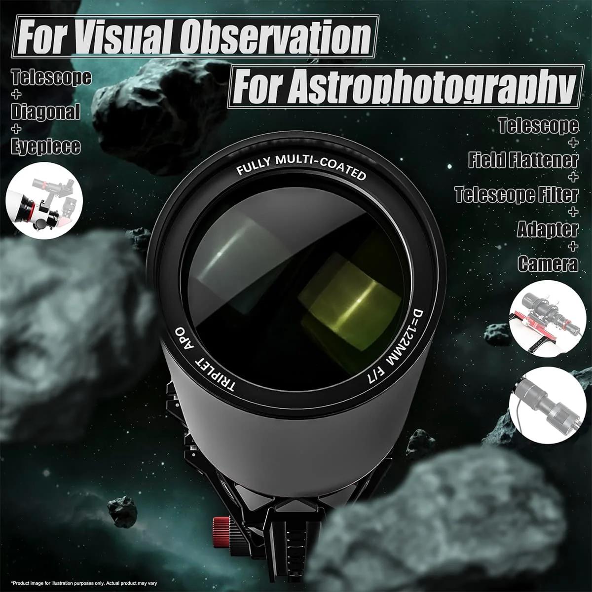 Svbony SV550 80/122mm APO télescope FPL51 réfracteur triple apochromatique OTA pour l'observation vi
